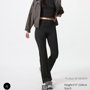 Uniqlo Airism soft flare leggings Black High-Waisted leggings NWT